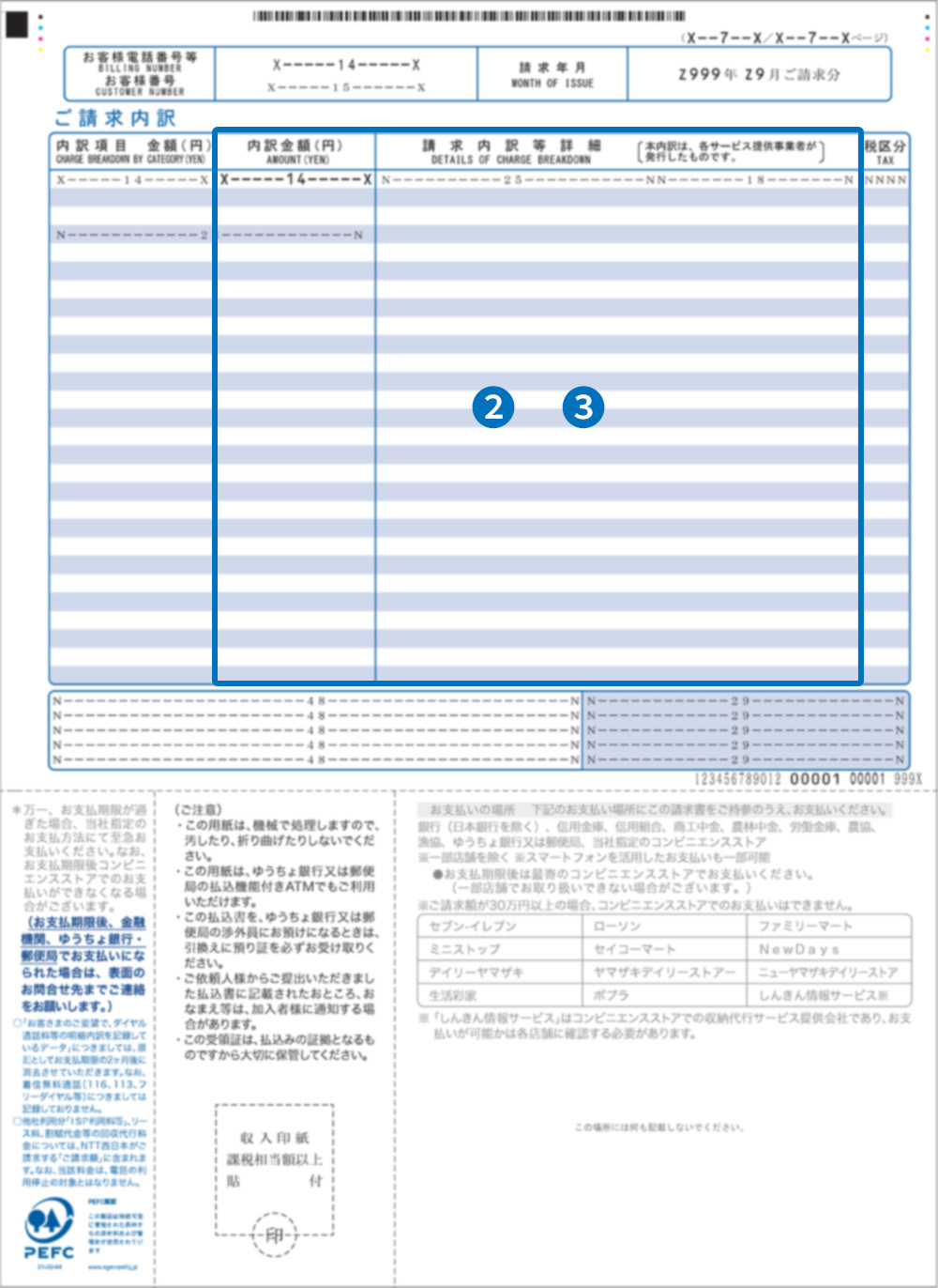 請求書（裏面）