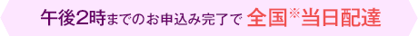 午後2時までのお申込み完了で全国※当日配達