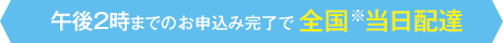 午後2時までのお申込み完了で全国※当日配達