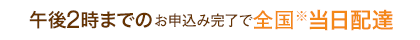 午後2時までのお申込み完了で全国※当日配達