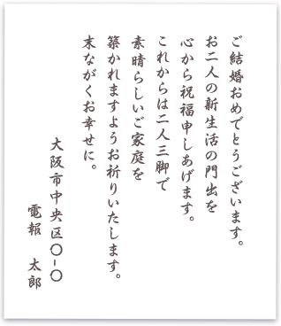 お祝いのメッセージはntt西日本の祝電で Ntt西日本