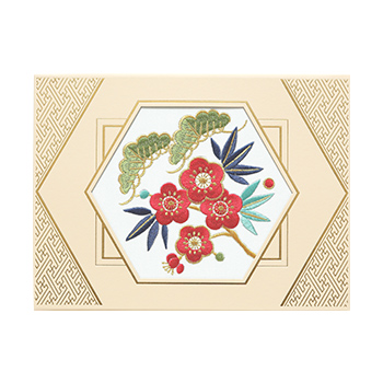 刺しゅう「祝福　松竹梅」（しゅくふく　しょうちくばい）＜プリザーブドフラワー付き＞