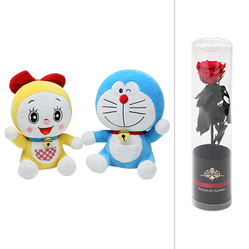 ドラえもん ドラミちゃんとなかよし プリザーブドフラワー付き 詳細 Ntt西日本 インターネット電報 D Mail