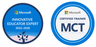 「Microsoft Innovative Educator Expert 2025 - 2026」と「Microsoft Certified Trainer（MCT）」のロゴマーク