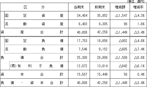 【資産・負債および資本の状況】