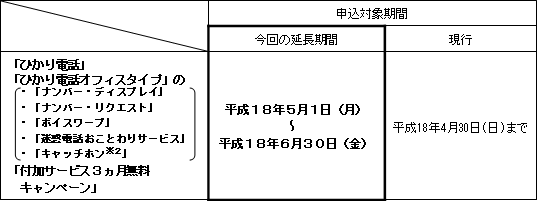 (5)「ひかり電話」「ひかり電話オフィスタイプ」の「付加サービス3ヵ月無料キャンペーン」の延長