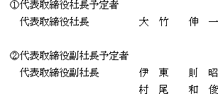 (3) 代表取締役予定者