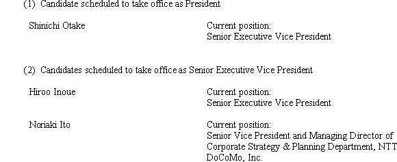 (2) Candidates for Representative Directors