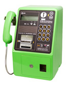 Public telephones without a red emergency call button (green)