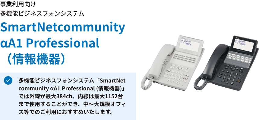 事業利用向け 多機能ビジネスフォンシステム SmartNetcommunity αA1 Professional(情報機器)